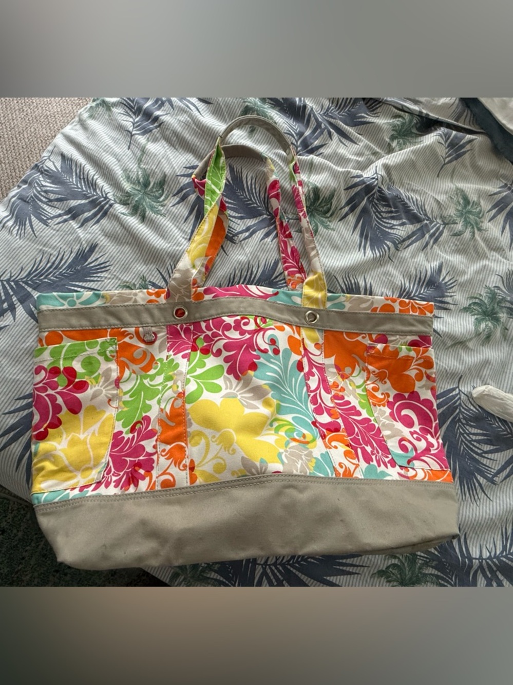Thirty-one Multicolored Easy Breezy Tote Bag - Island Damask RETIRED